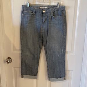 Joes Jeans boyfriend lightly distressed cropped striped jeans size 28